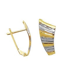 Bicolor Gouden Klapoorbellen Gediamanteerd 21 mm 8 mm 18 karaats