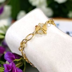 Alternative view of Gouden Fantasie Bedelarmband Vlinder Klavertje Vier 19.5 cm 4.5 mm 14 karaats