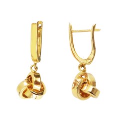 Gouden Hang Oorbellen Knoop 28 mm 11 mm 18 Karaats