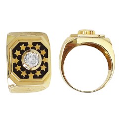 Alternative view of Gouden Herenring Ster Zirkonia 14 karaats