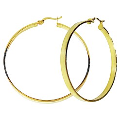 Gouden Oorringen Glans Vierkant Buis 50 mm 4 mm 18 karaats