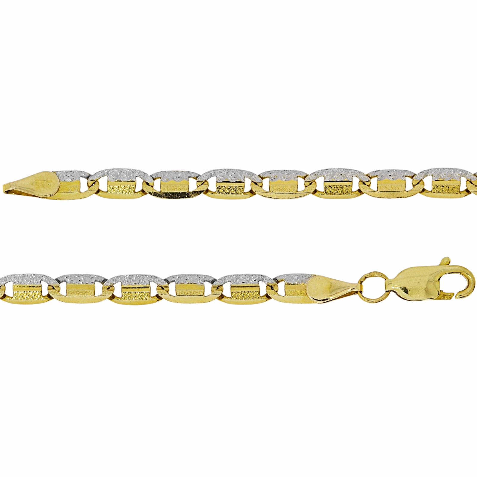 Gouden Bicolor Anker Schakel Ketting 3.5 mm 53 cm 14 karaats 3 Gouden Bicolor Anker Schakel Ketting 3.5 mm 53 cm 14 karaats