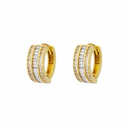 Gouden Oorringen 13.5 mm 6.2 mm Zirkonia 14 karaats