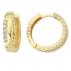 Gouden Oorringen 16 mm 3.2 mm Zirkonia 14 karaats