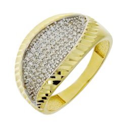 Gouden Bicolor Damesring Fantasie Zirkonia 14 karaats