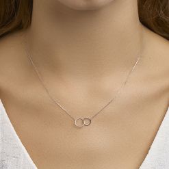 Alternative view of Witgouden Ketting Cirkel Hanger 14 karaats