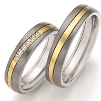titanium trouwring goud diamant
