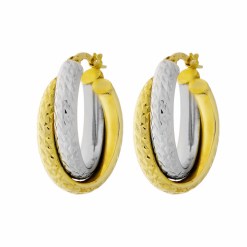 Gouden BiColor Fantasie Oorringen 24 mm 7.5 mm 14 karaats