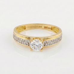 Gouden Damesring Solitaire Zirkonia 14 karaats