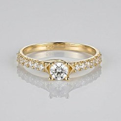 Gouden Damesring Solitaire Zirkonia 14 karaats