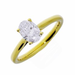 Gouden Ovaal Solitair Lab Grown Diamant 1.04 ct 18 karaats