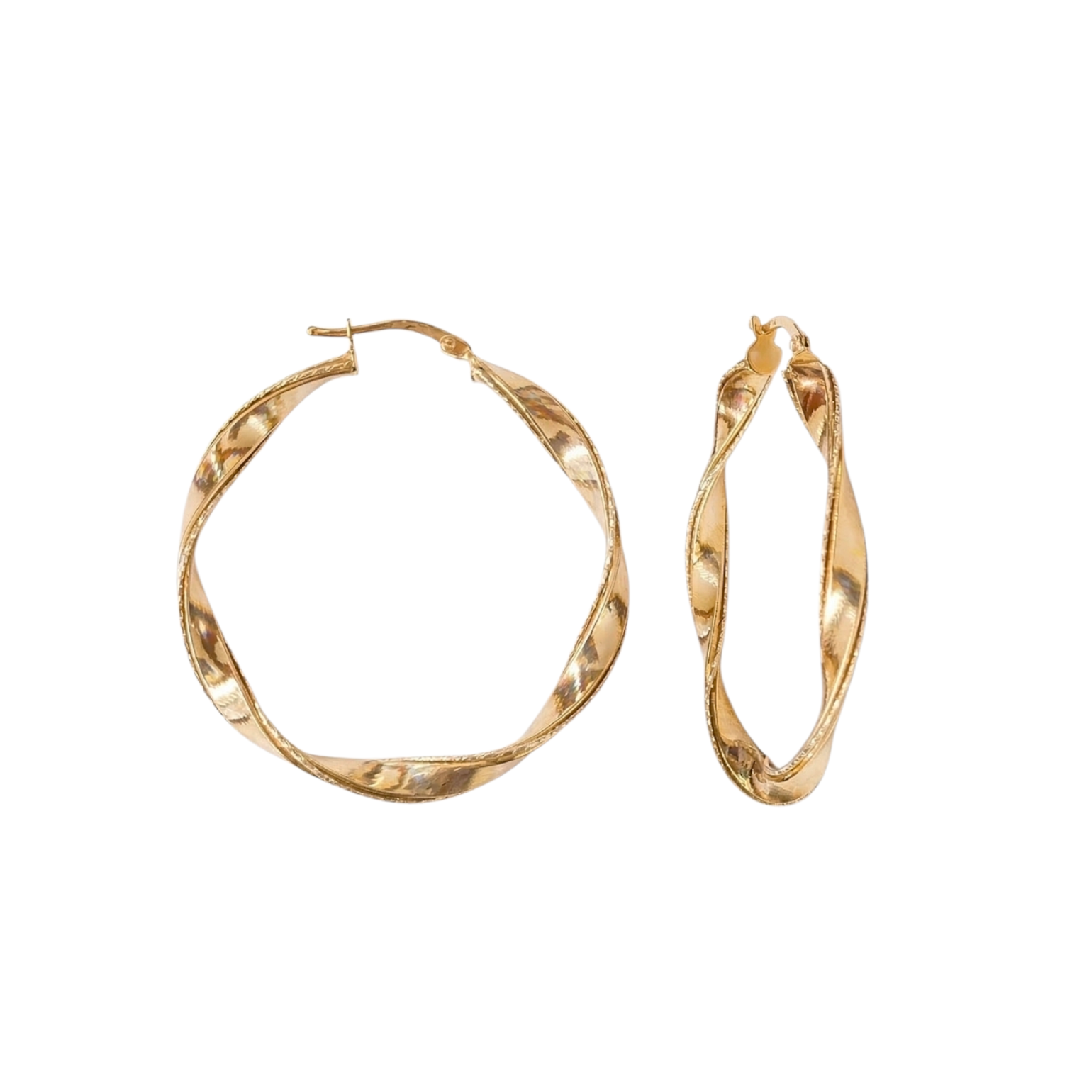 Gouden Wokkel Oorringen 28 mm 4 mm 14 karaats 2 Gouden Wokkel Oorringen 28 mm 4 mm 14 karaats