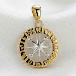 Gouden Zodiak Ster met Zirkonia 28 x 18 mm 14 karaats