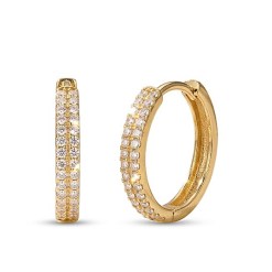 Gouden Klapoorringen 17 mm 2.5 mm Zirkonia 14 karaats