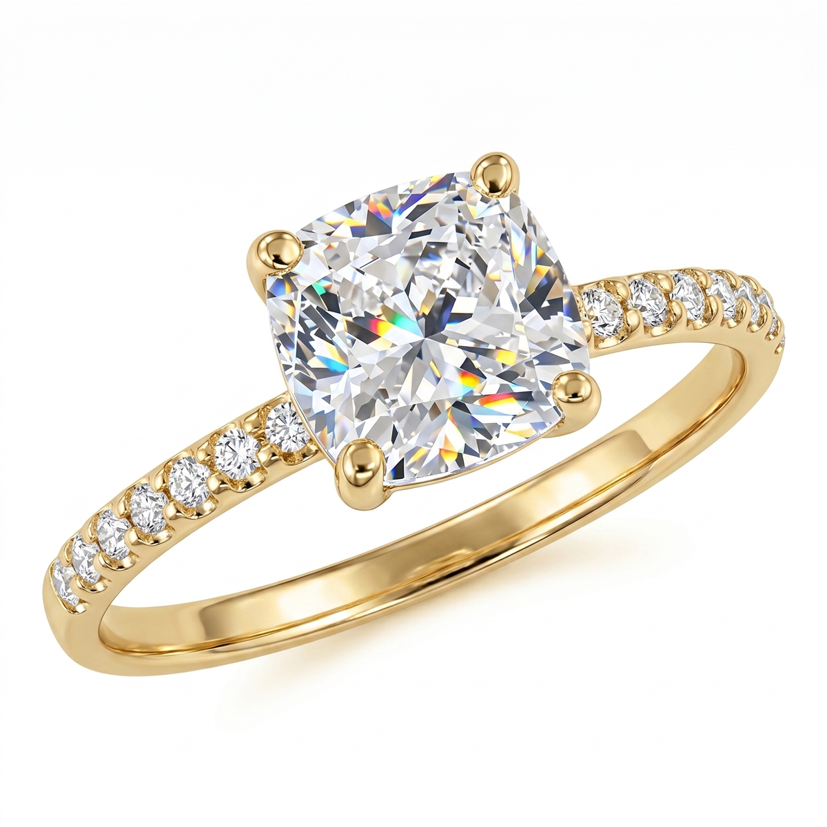 Gouden Aanzoeksring Verlovingsring 14 karaats Zirkonia Princess 3 Gouden Aanzoeksring Verlovingsring 14 karaats Zirkonia Princess