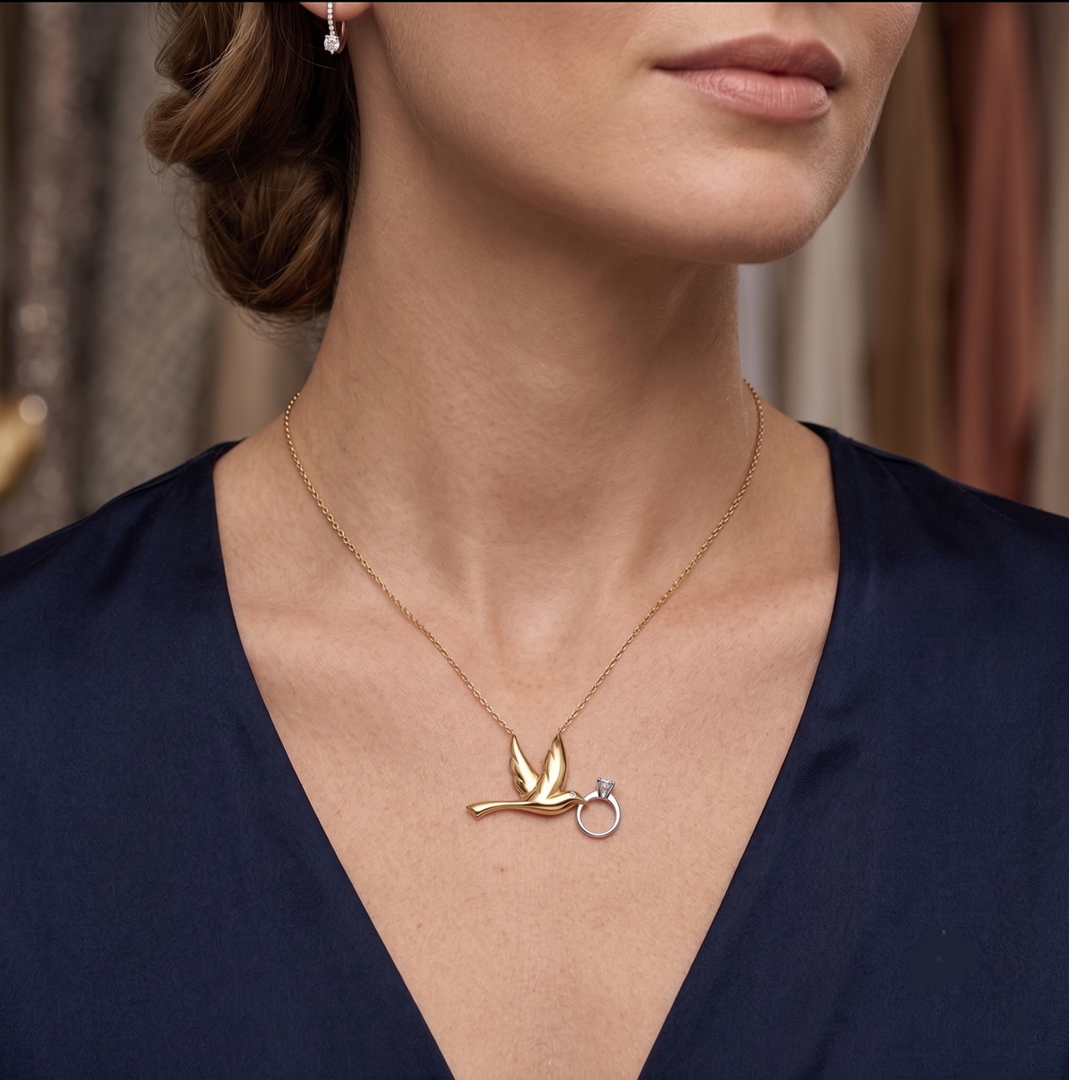 Gouden Ketting Liefde Hanger Zirkonia 14 karaats 4 Gouden Ketting Liefde Hanger Zirkonia 14 karaats - Afbeelding 2
