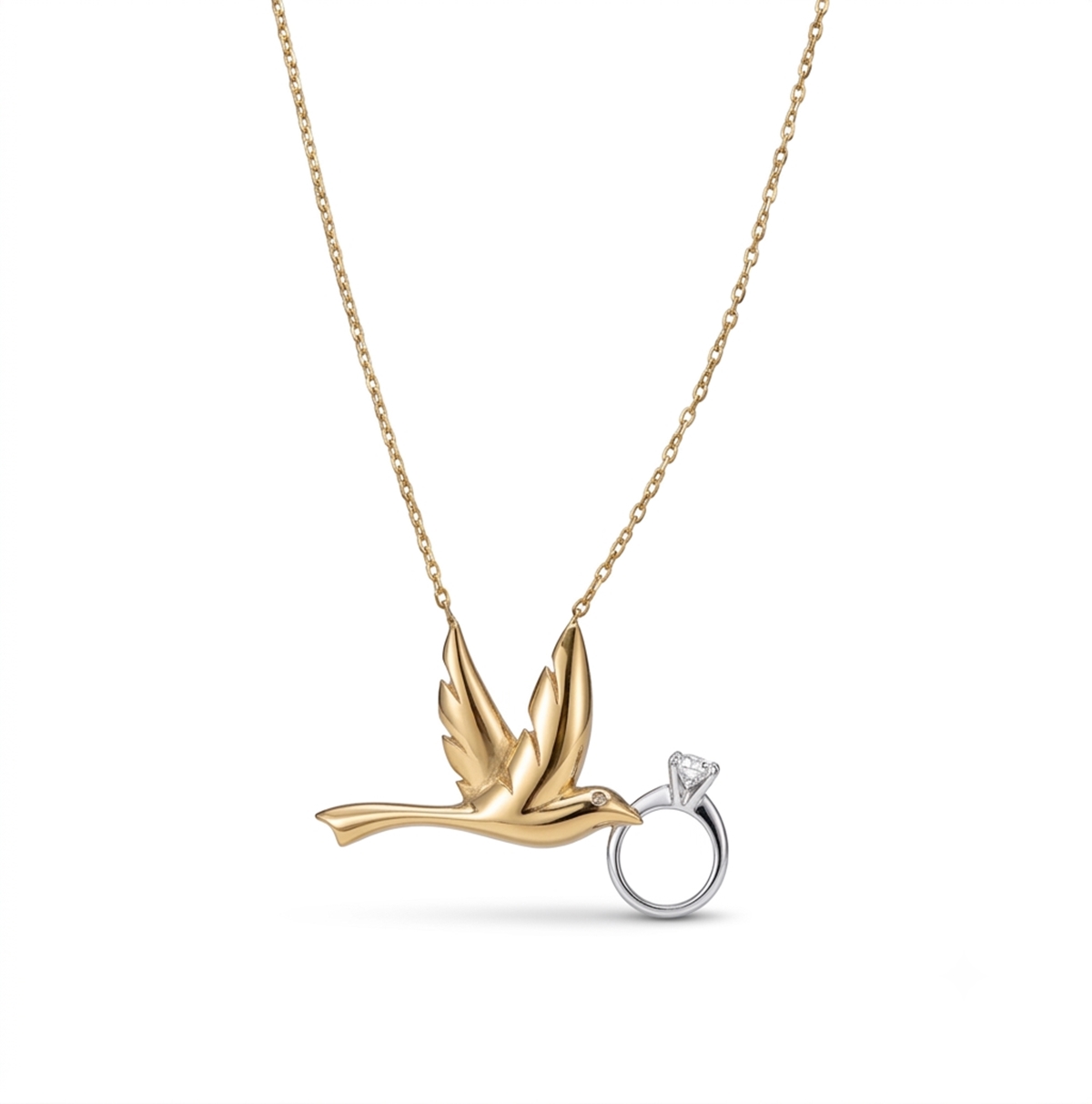 Gouden Ketting Liefde Hanger Zirkonia 14 karaats 3 Gouden Ketting Liefde Hanger Zirkonia 14 karaats