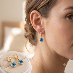 Alternative view of Gouden Oorhanger 25 mm 9.5 mm Boze Oog 14 karaats