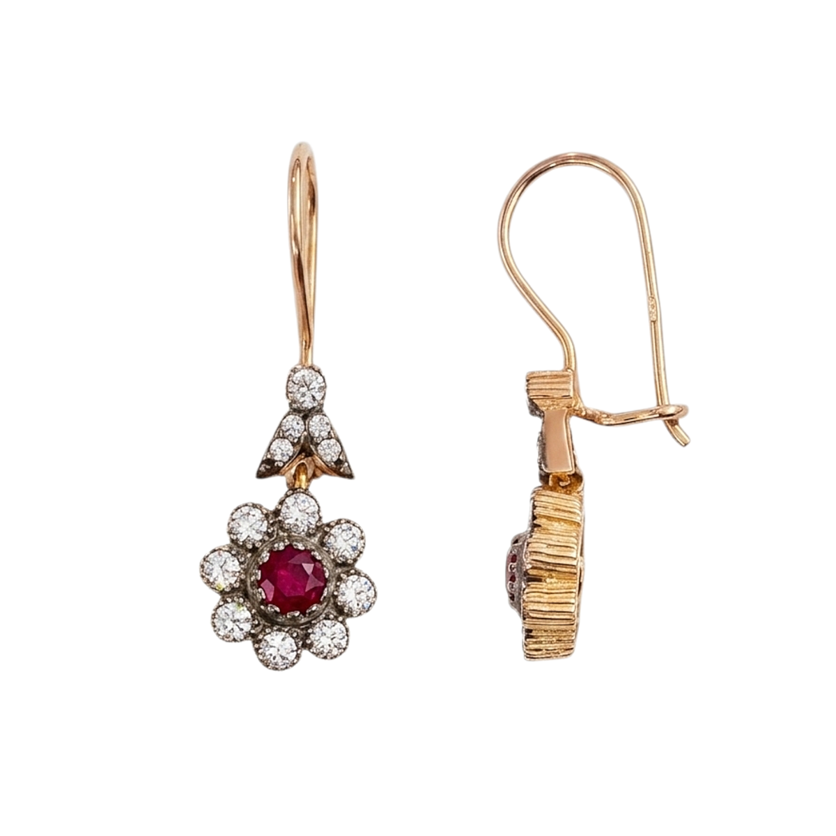 Rosegouden Oorhanger 30 mm 10 mm Bloem 14 karaats 3 Rosegouden Oorhanger 30 mm 10 mm Bloem 14 karaats