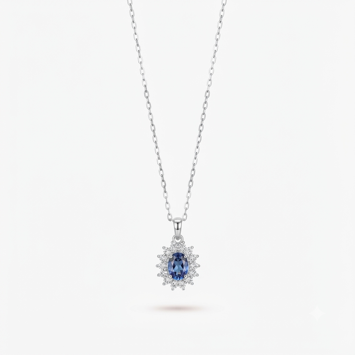 Witgouden Ketting met Hanger Diamant Saffier 18 karaats 3 Witgouden Ketting met Hanger Diamant Saffier 18 karaats