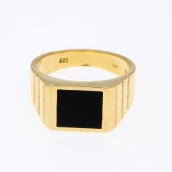 Gouden Herenring Zegelring Onyx 14 karaats